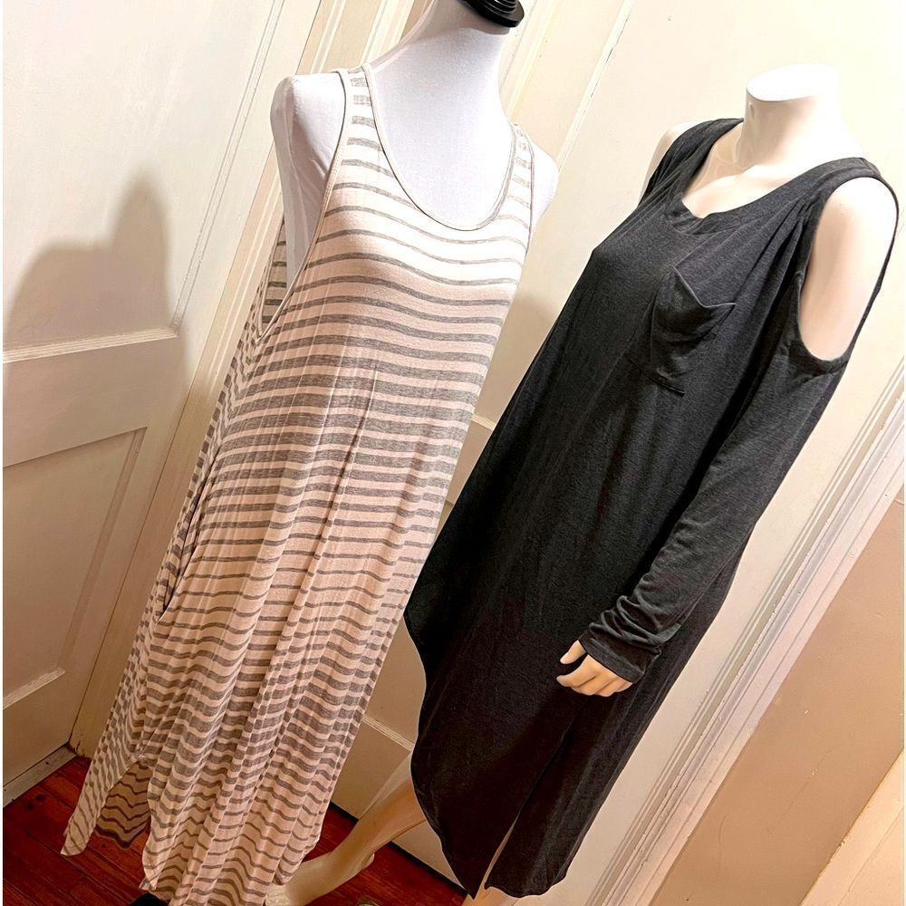 Very J Tunic w Bonus Dress!  Asymmetrical Heather Gray Cold Shoulder Tunic Large